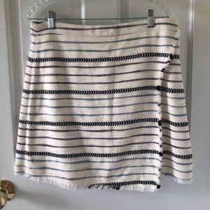 LOFT Striped Skirt with Faux Wrap Detail